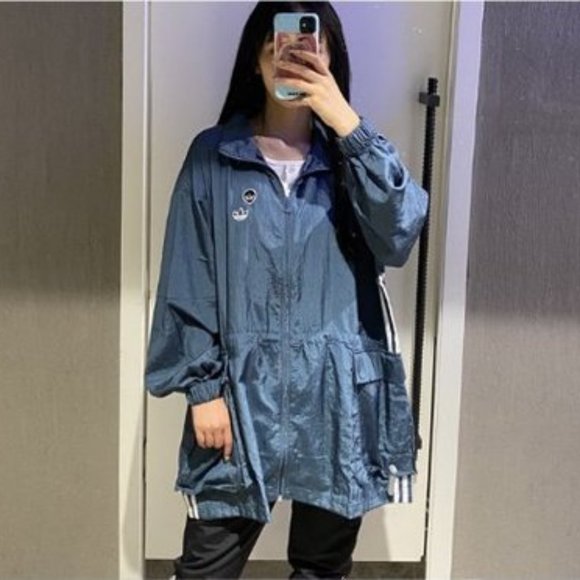 Adidas Originals Three Stripes Long Windbreaker Jacket - Picture 4 of 11